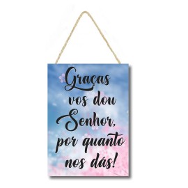 Placa decorativa com corda,Gra�as vos dou Senhor PL215. 