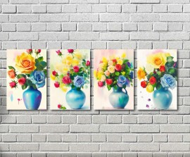 Kit quadros decorativos com 4 pe�as tema vasos KIT006